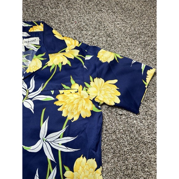 POMARE Blue Small Aloha Hawaiian Button Color Shirt - Picture 5 of 10